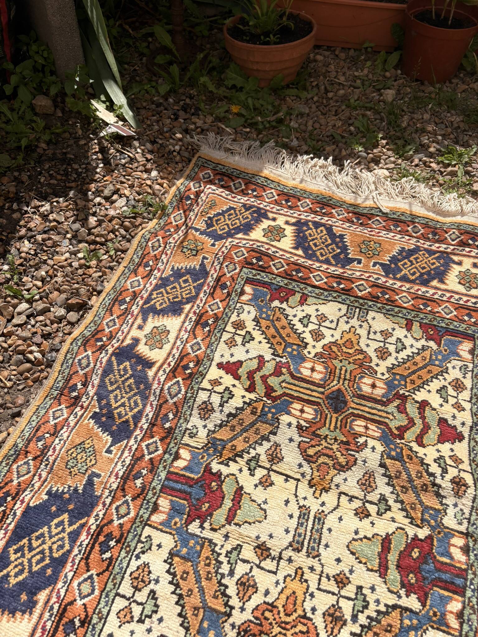 Vintage Oriental Handwoven Wool Caucasian Boho Chic Persian Rug 150x89