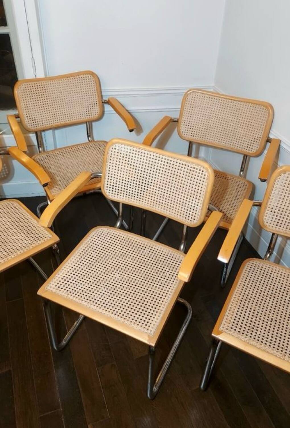 Cesca B64 vintage chair with armrests - Marcel Breuer in light beech - Vintage - Made in Italy - 80s (6 available)