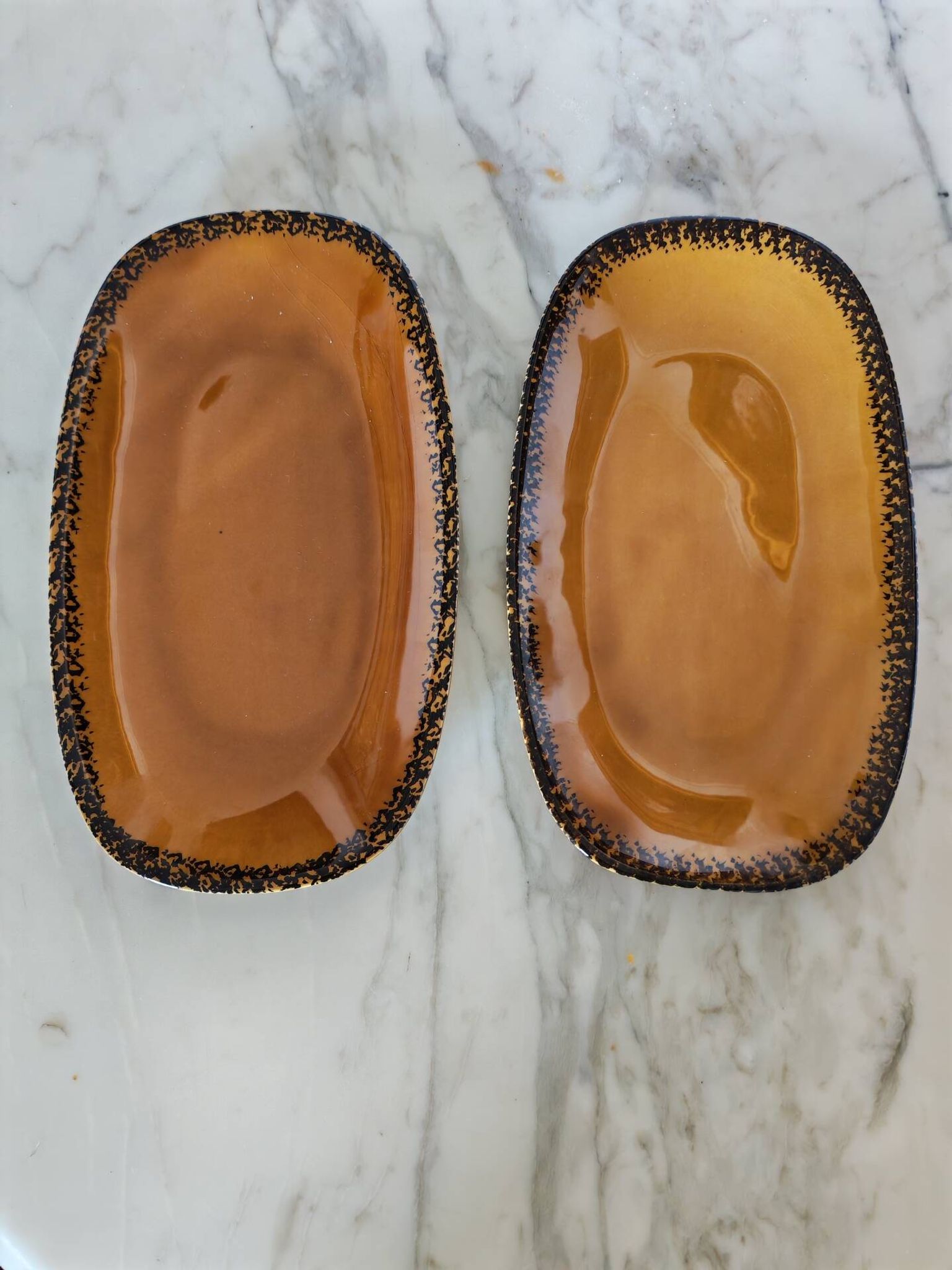 Duo of oval Gien earthenware dishes