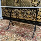 Black cast iron marble bistro table