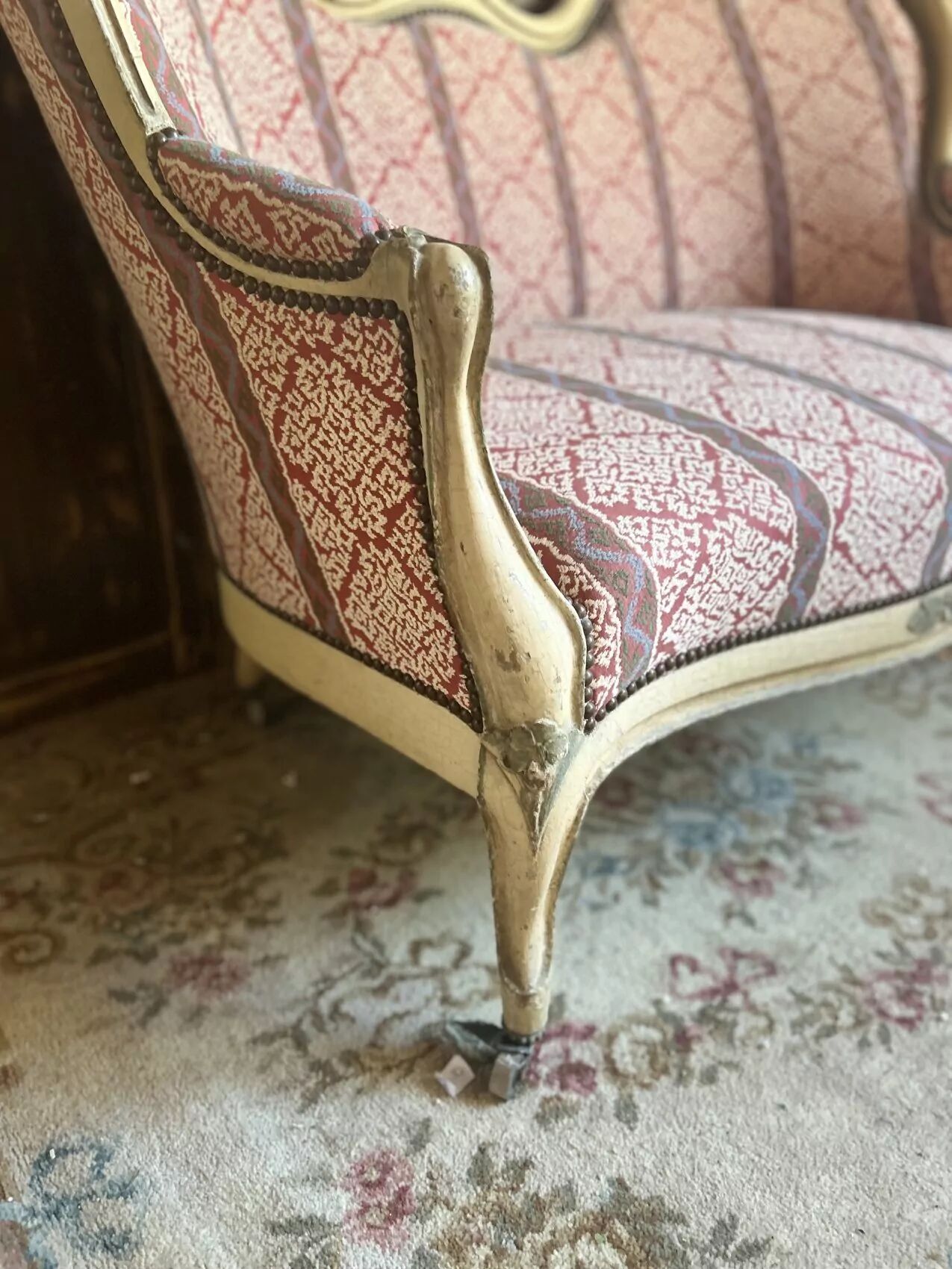 Antique Louis XV style bench – Napoleonic III period – 110 cm