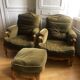 Paire de fauteuil bergère avec repose pied