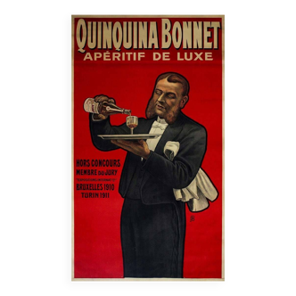 Original 1911 Quinquina Bonnet Apéritif De Luxe poster signed PB