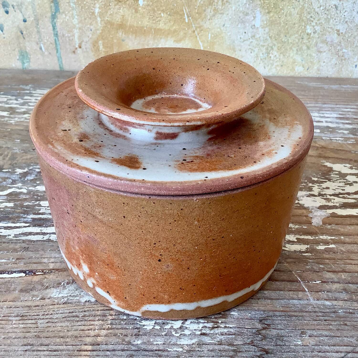 Stoneware water butter dish