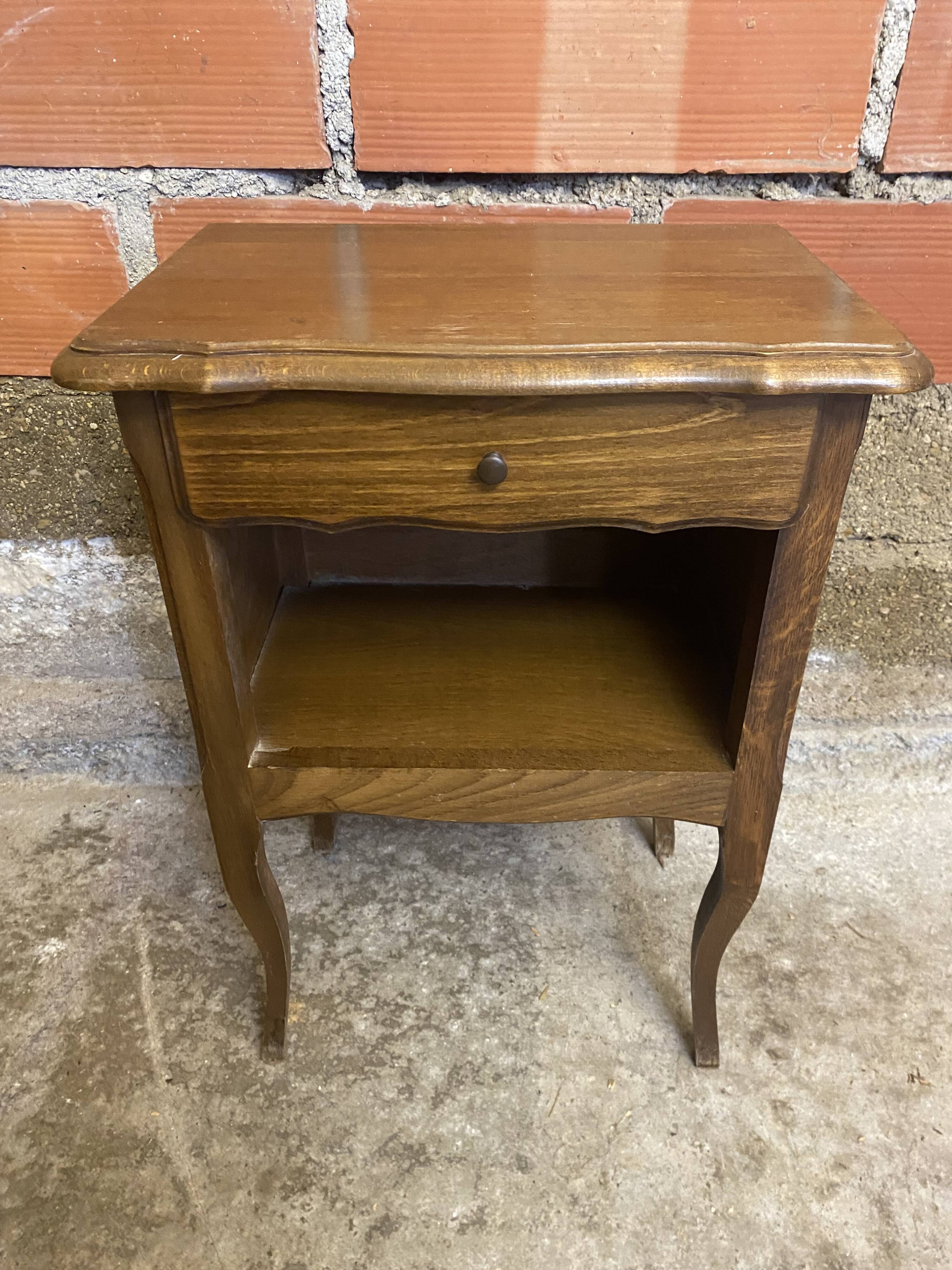 Chevet Table Nuit Style LOUIS XV Bois Tiroir + Case Vintage