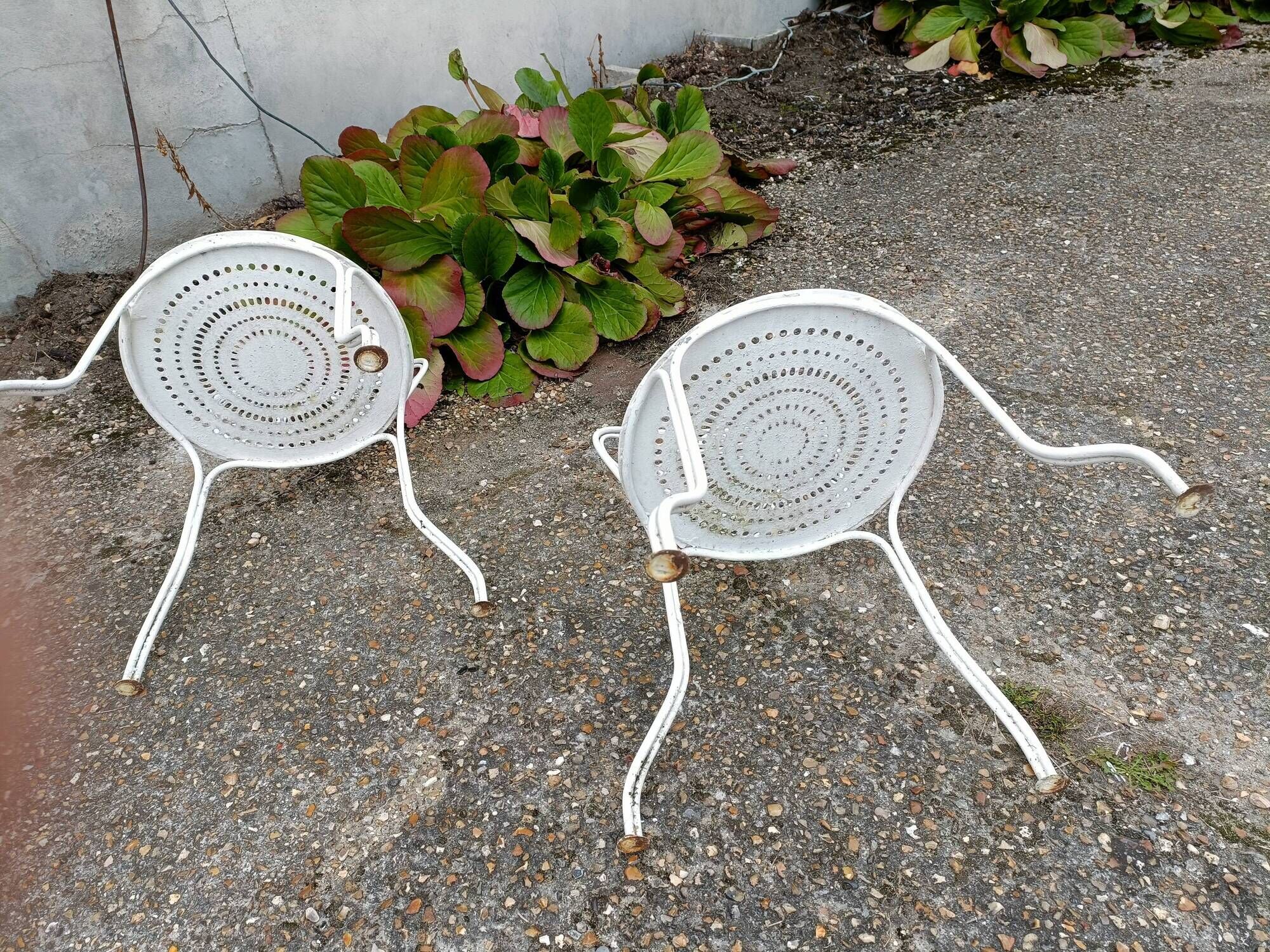 Garden furniture 4 places wrought iron old vintage xxeme