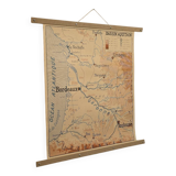 Old school geography map 1960 Atlantic Mediterranean coast