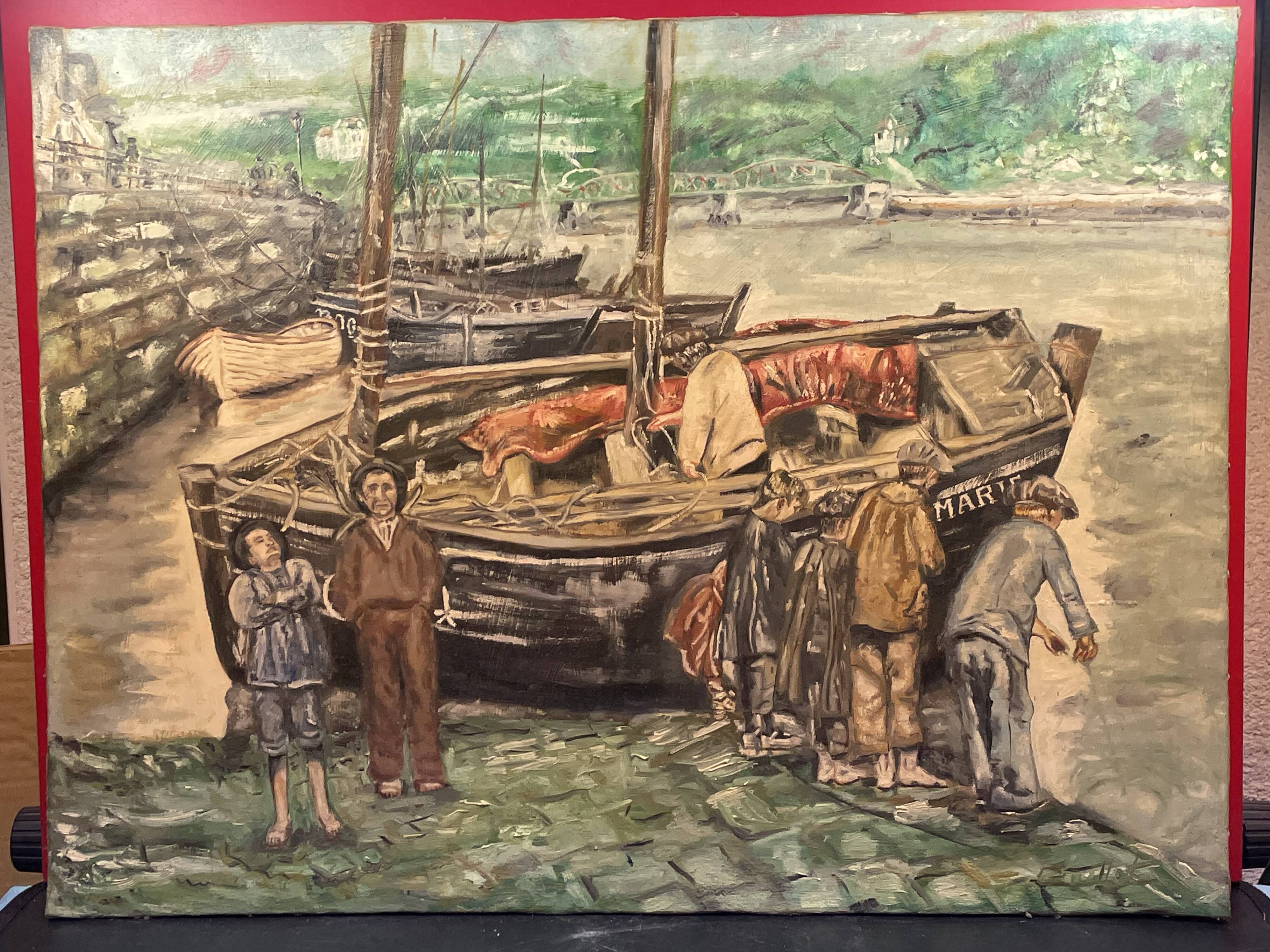 old marine, oil on canvas, M. Guillet! Audierne around the Agres