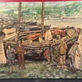 old marine, oil on canvas, M. Guillet! Audierne around the Agres