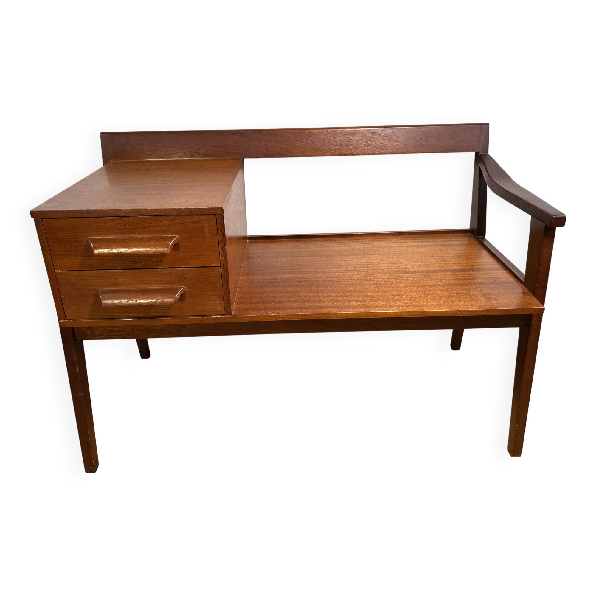 Mid-Century Retro Vintage Teak Telephone Seat by Chippy Heath 1960