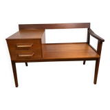 Mid-Century Retro Vintage Teak Telephone Seat by Chippy Heath 1960 British