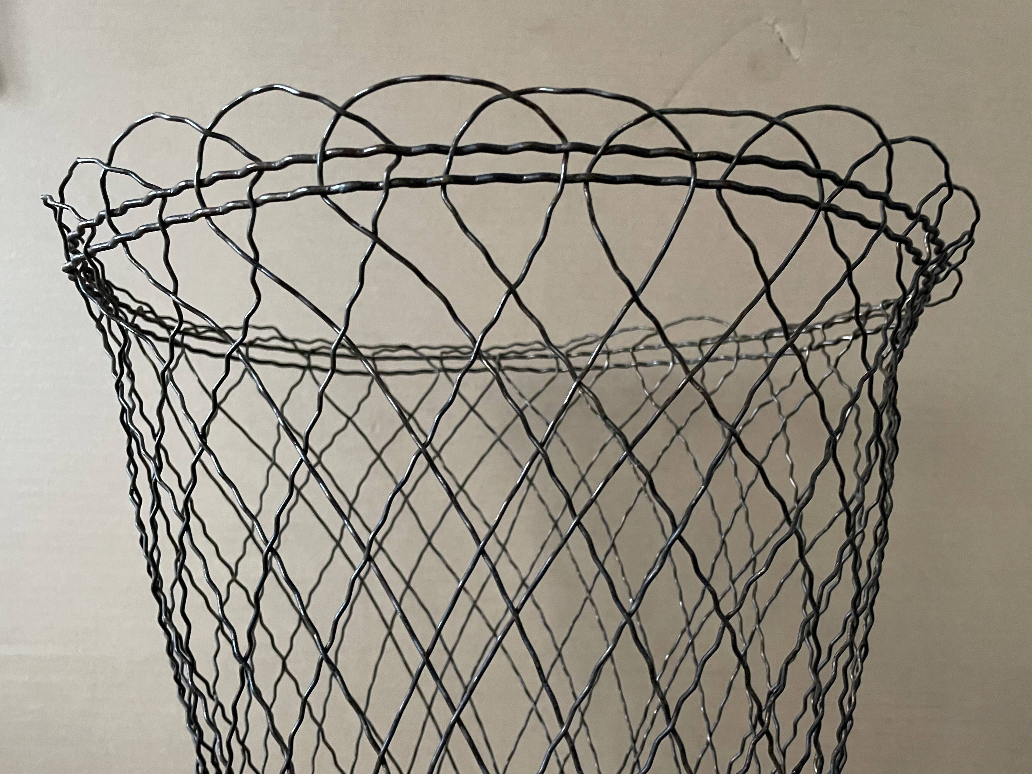 Old metal wastebasket