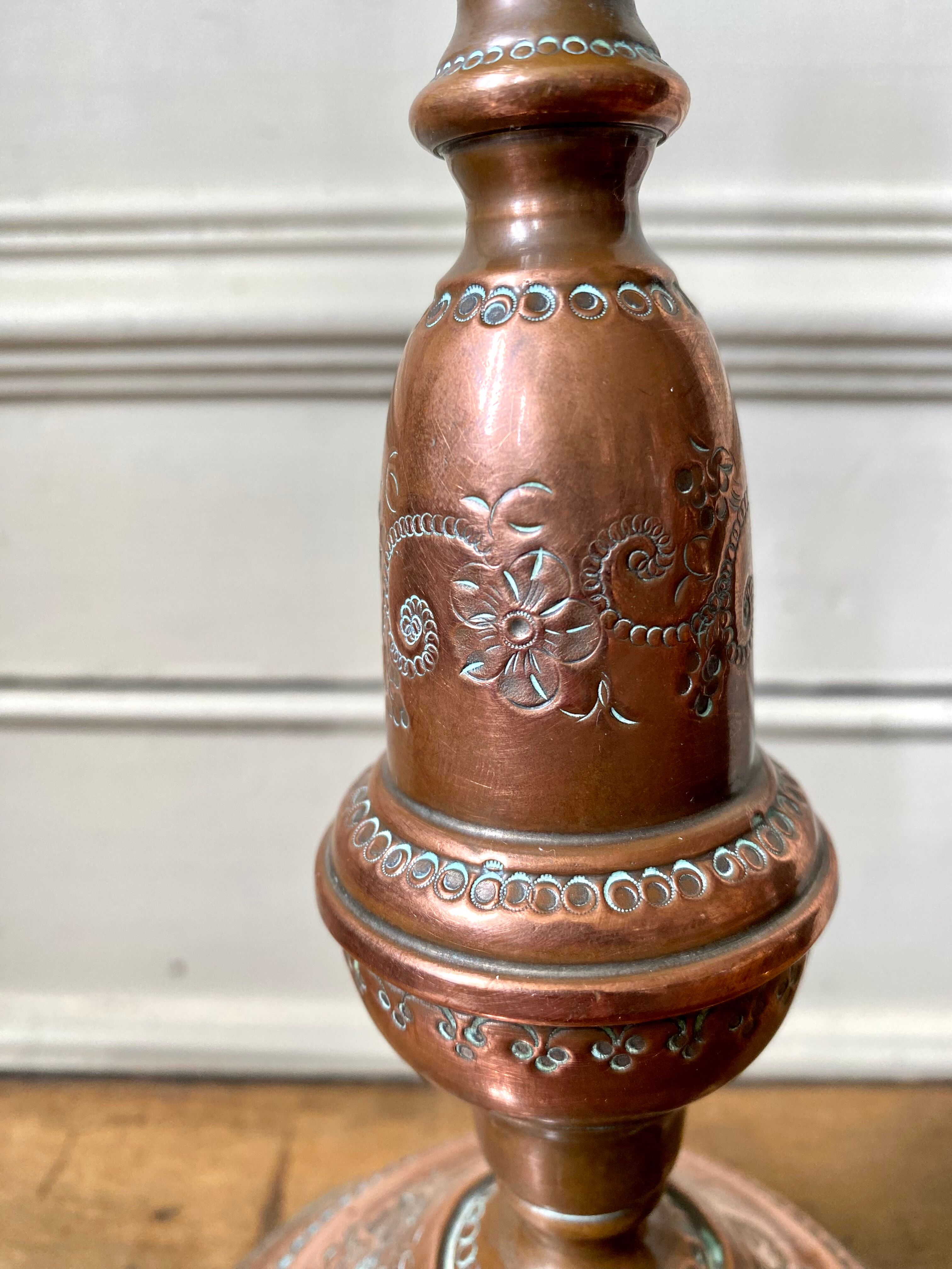 Old copper candle holder