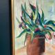 Original Swedish Oil On Canvas – “Vase With Plant” – Vintage & Framed – 34 × 45 Cm