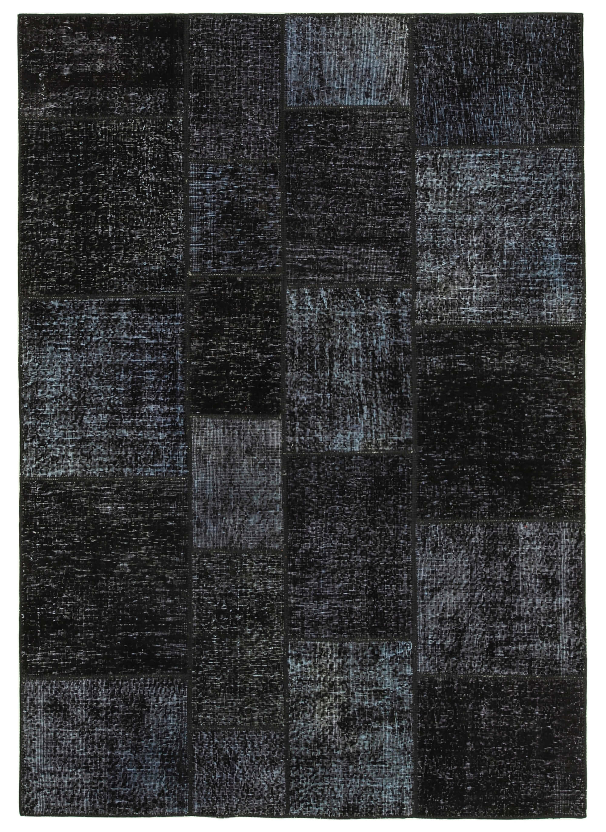 Handmade anatolian vintage 172 cm x 244 cm black patchwork carpet
