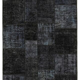 Handmade anatolian vintage 172 cm x 244 cm black patchwork carpet