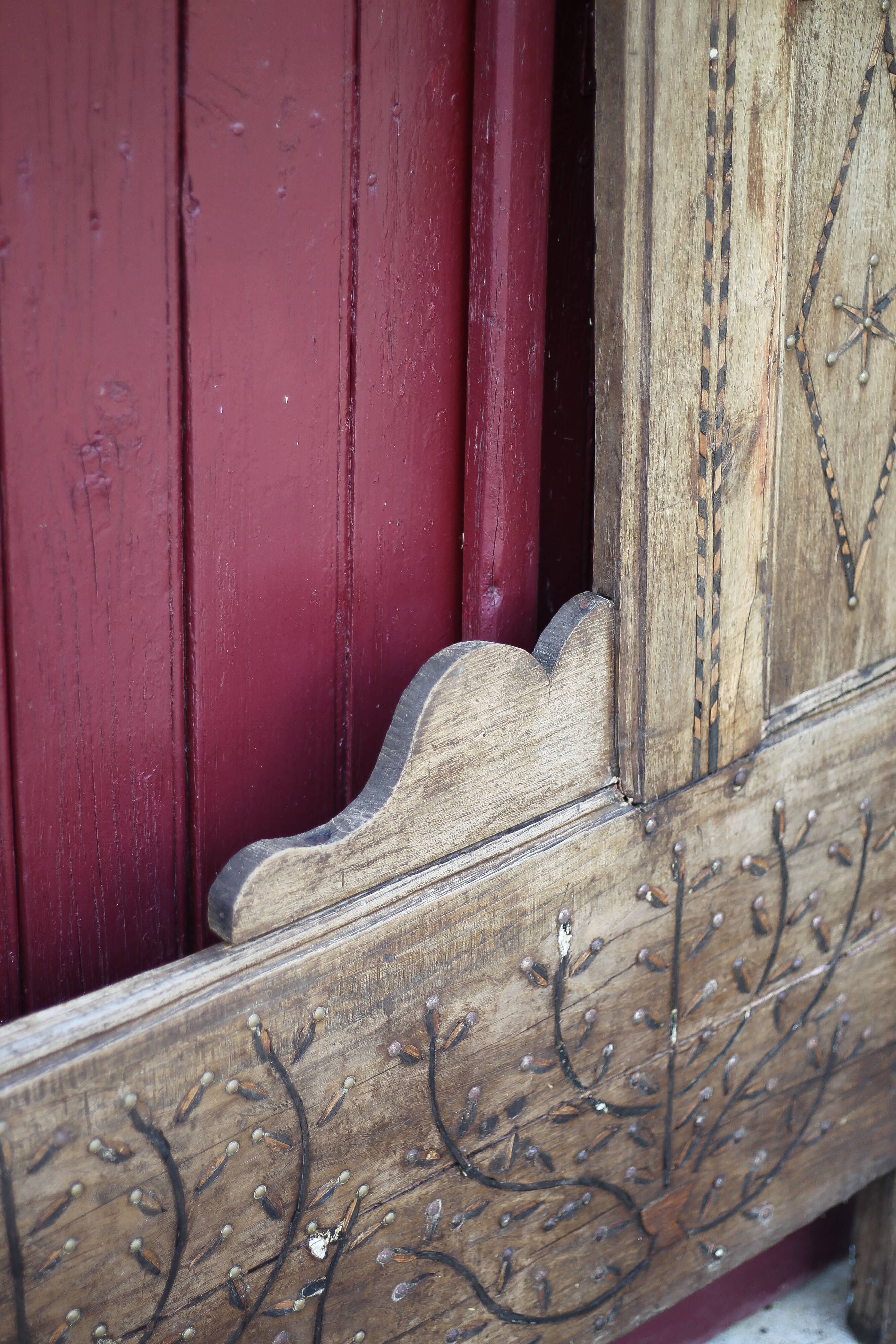 Old Breton bed door, Breton wood facade, headboard, wall decoration