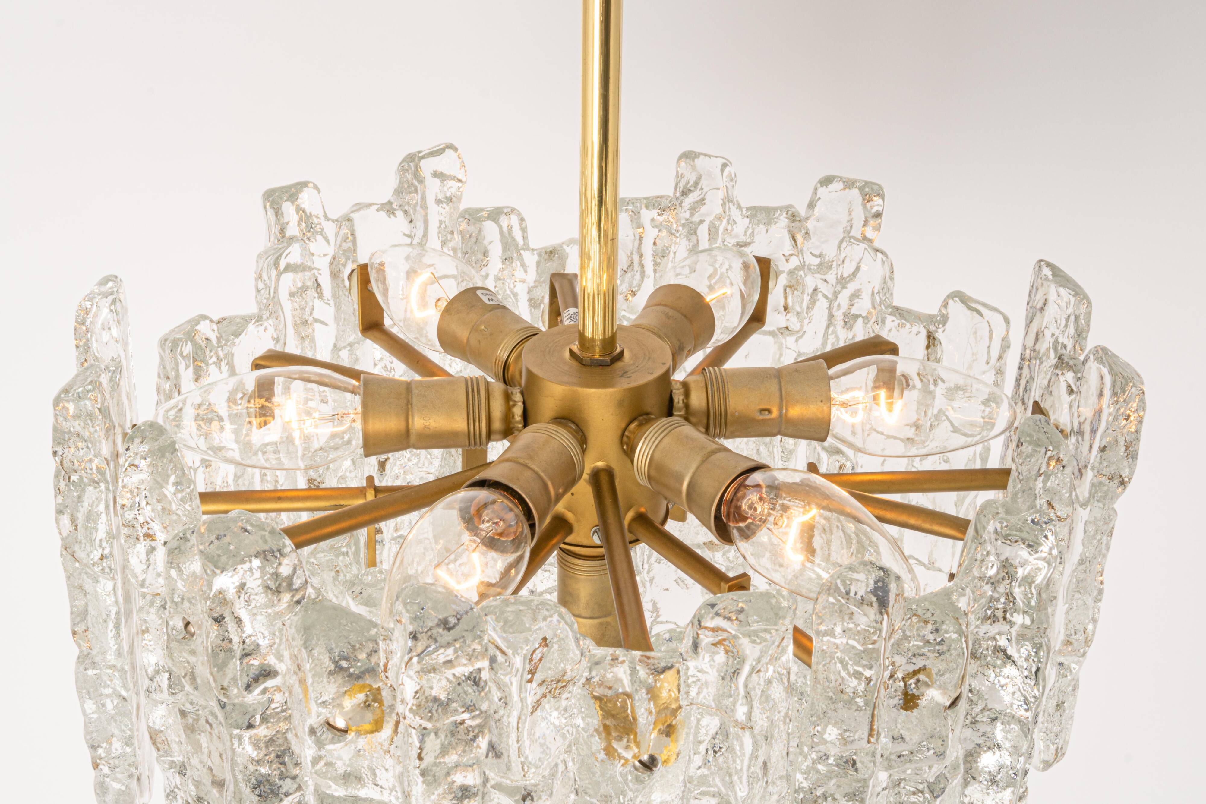 Large frosted glass chandelier from Murano by Kalmar, Austria, 1960s.