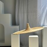 Large suspension, rattan luminaire in hat shape D:80cm