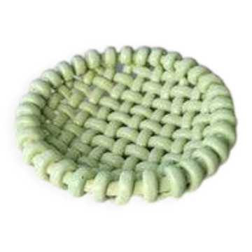 Light green woven ceramic basket Jérome Massier Vallauris