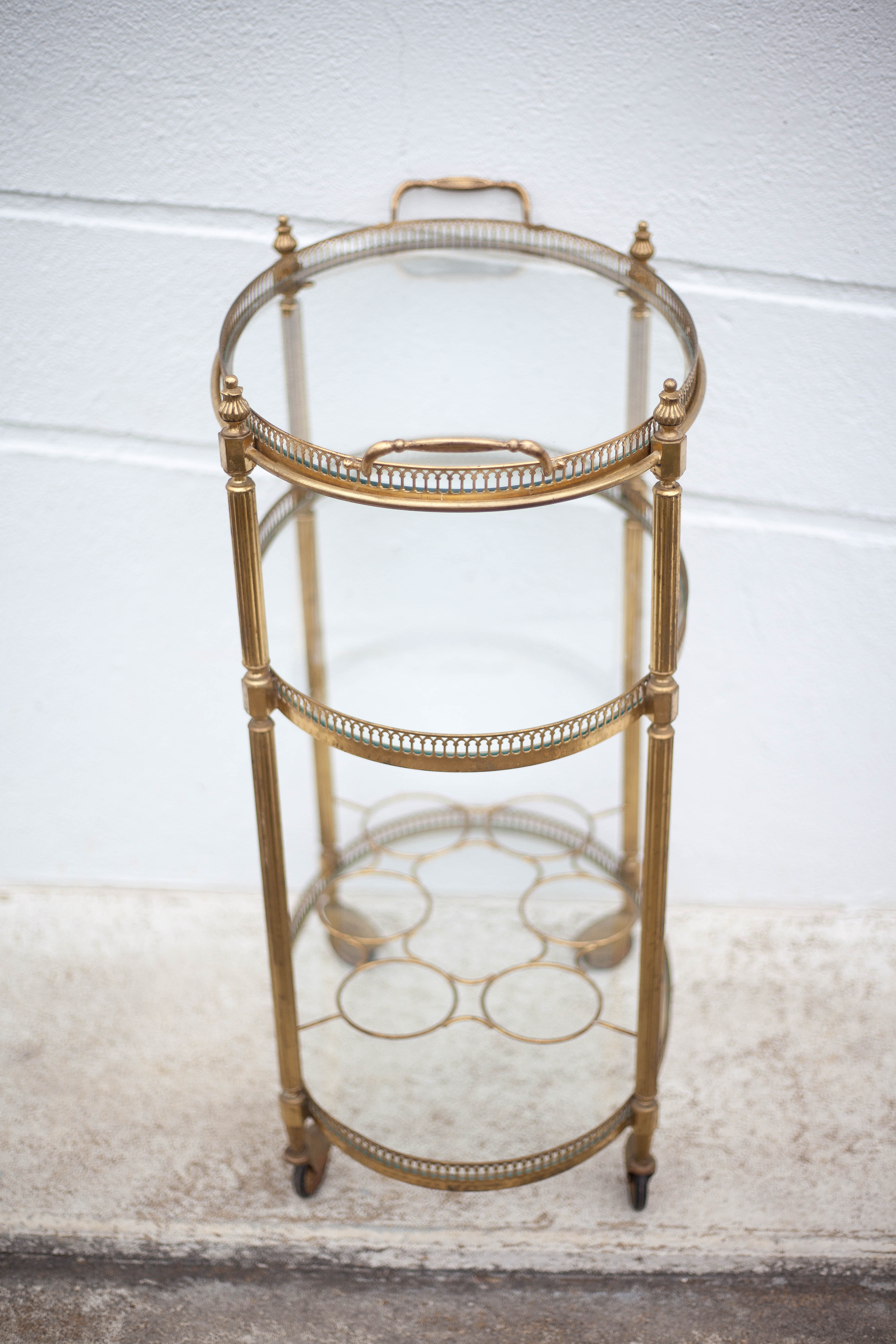 Brass service 3 floors, trolley with wheels