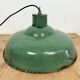Industrial french green enamel factory lamp, 1960s