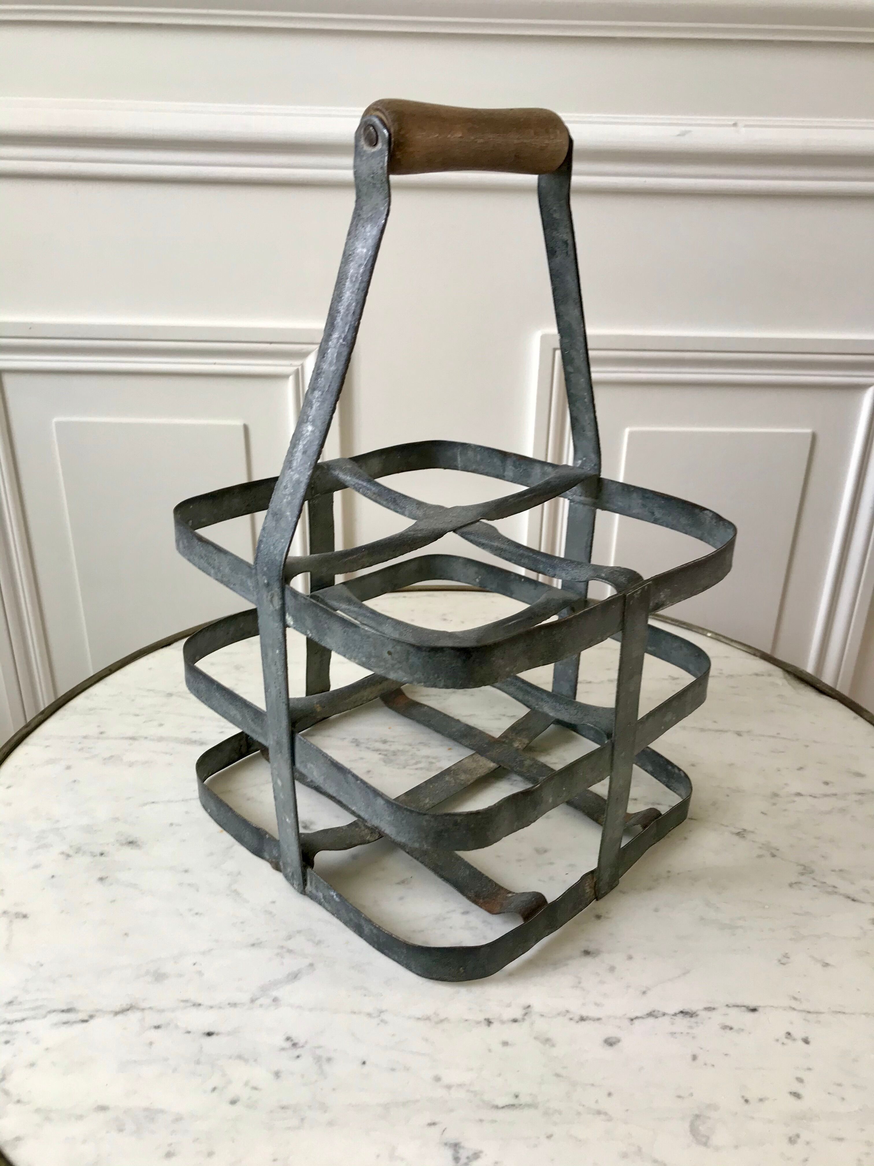 Antique zinc bottle holder
