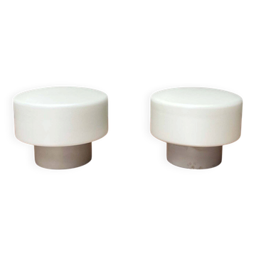 Mid-Century Modern Minimalist German Ceiling or Wall Glass Lamps from Kaiser Leuchten, 1960s, Set of 2