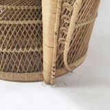 Emmanuelle in rattan and wicker armchair Italy 1960's