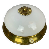 Small white opaline glass flush mount wall lamp