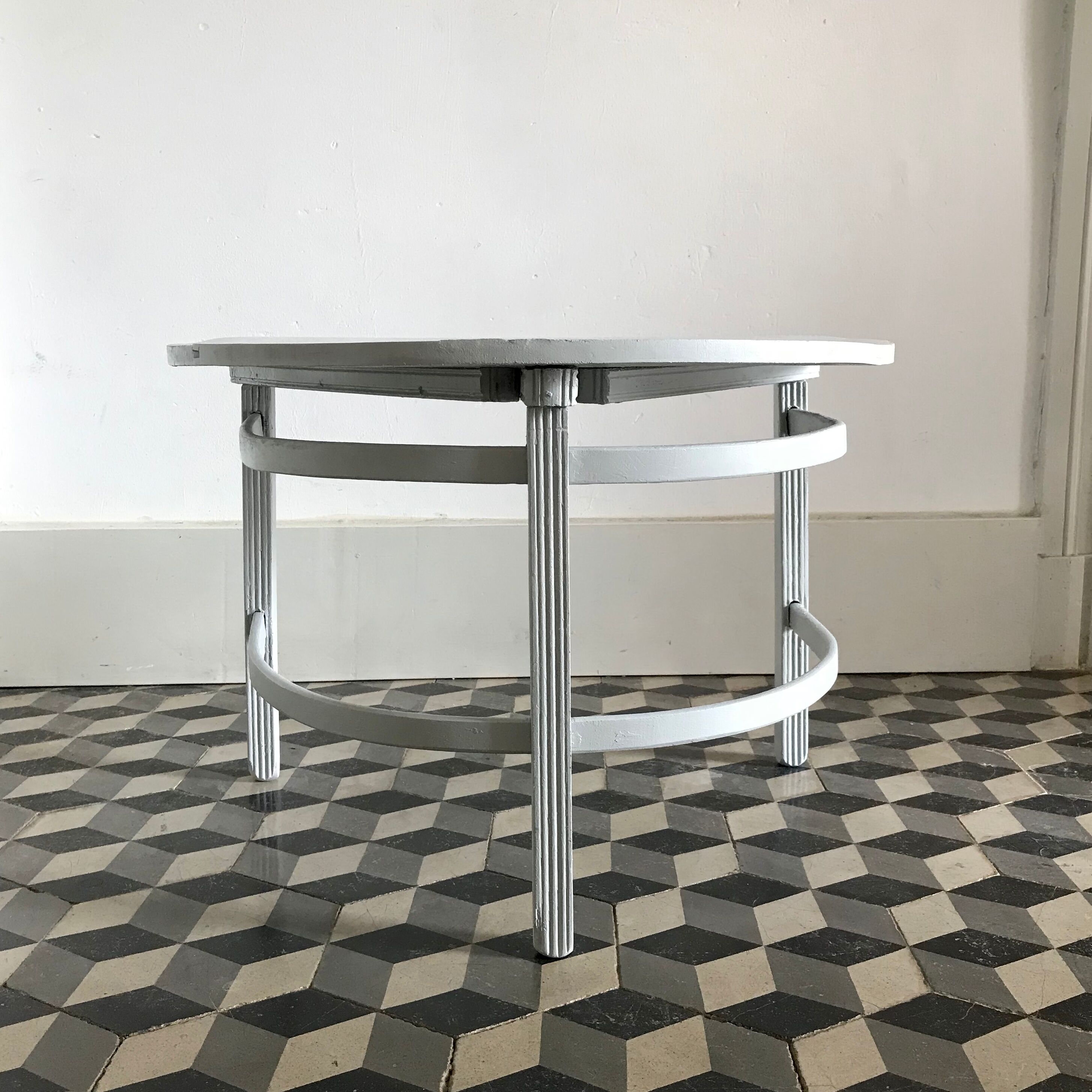Tripod half moon table