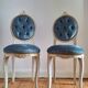 Pair of antique medallion chairs, boudoir seats in Louis XV style.