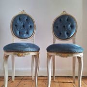 Pair of antique medallion chairs, boudoir seats in Louis XV style.