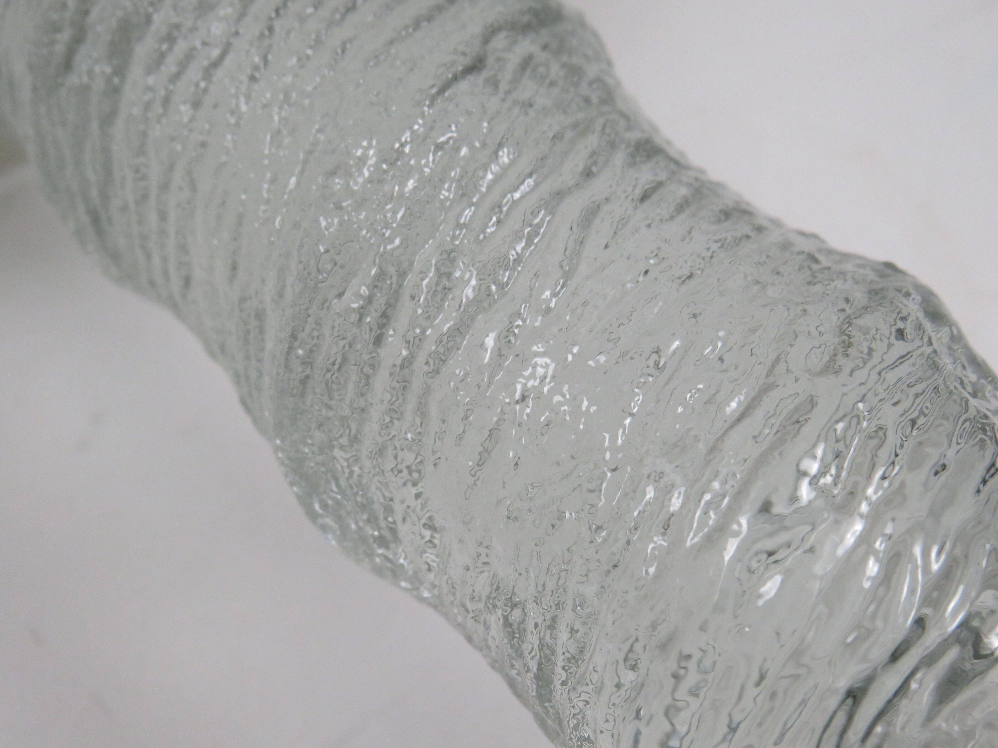 Scandinavian glass candlestick "ice glass" – Finnish design – 1960s