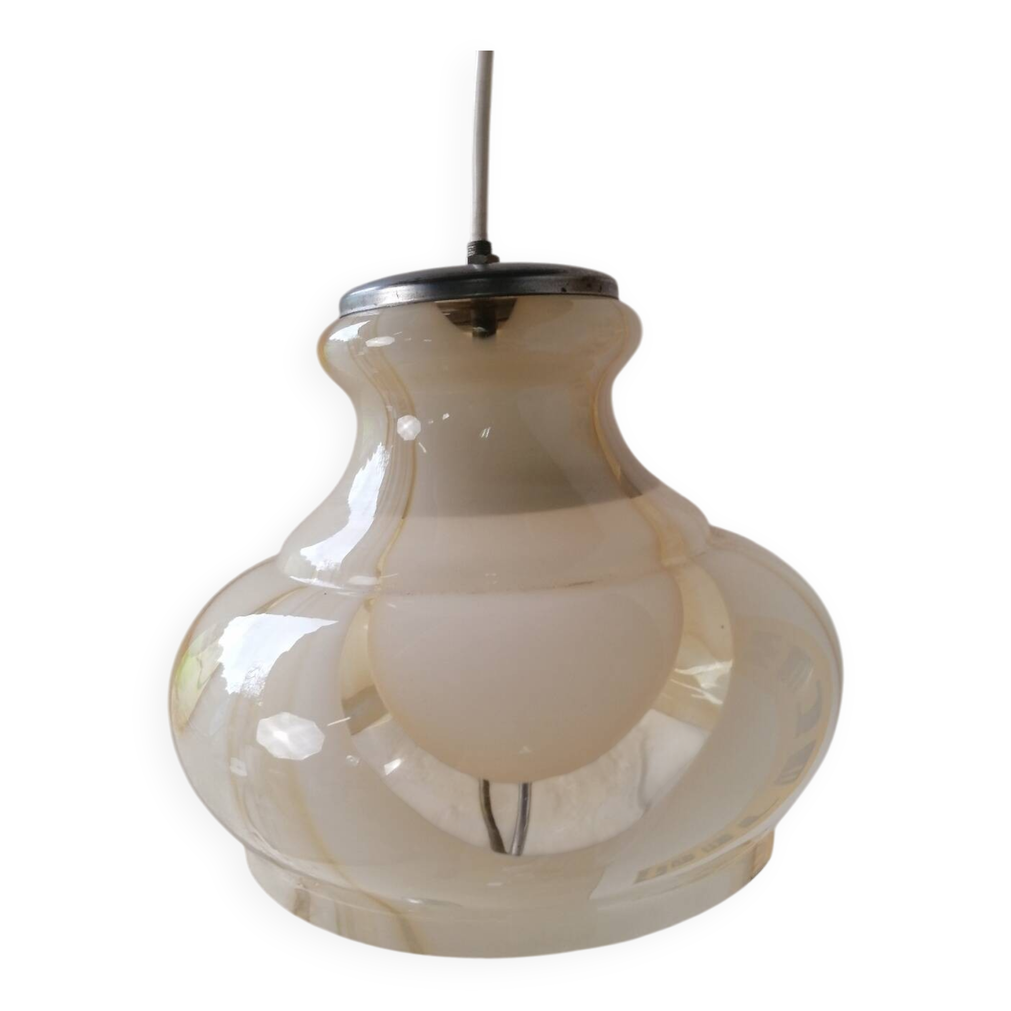 Vintage marbled Murano glass pendant light.