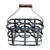 Zinc bottle holder and 6-compartment wooden handle