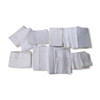 Lot de draps anciens en lin