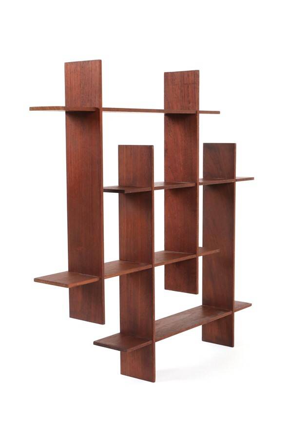 Rare, sculptural teak wall shelf / Mid-century Danish modern design / 1960s minimalism