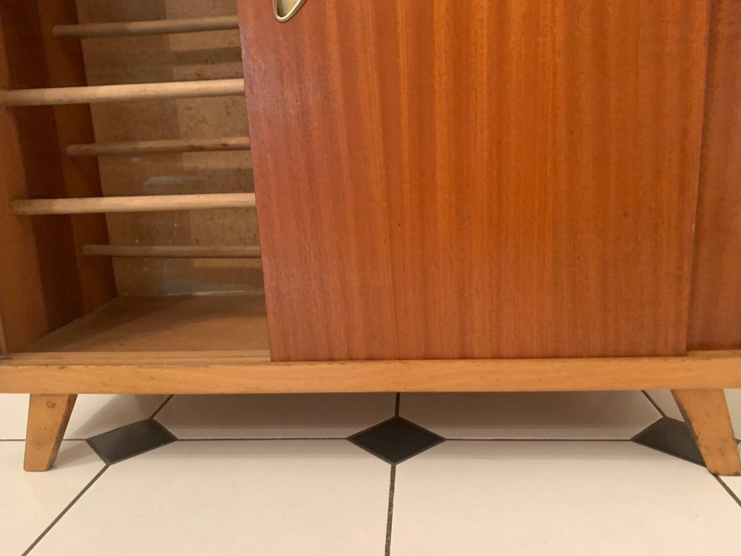 Vintage shoe cabinet with compass feet