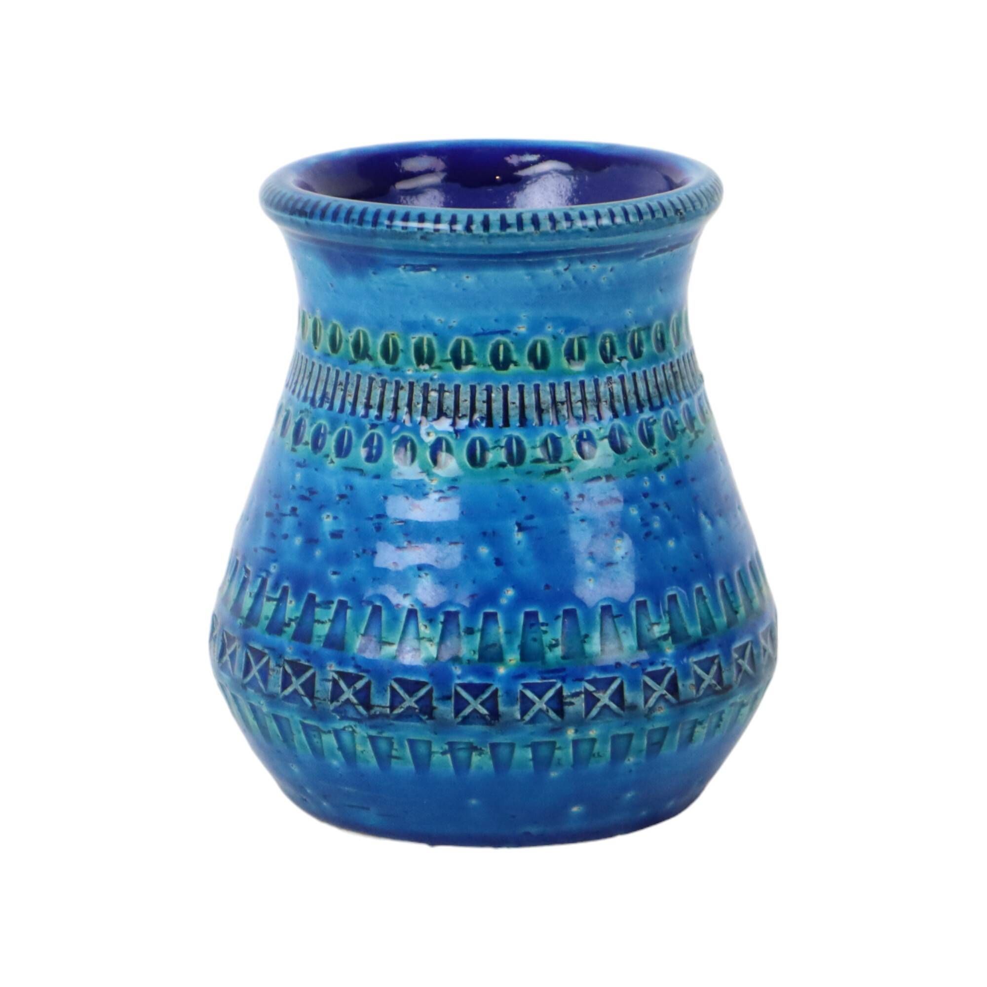 Vintage Blue Bitossi Vase Rimini Blue Aldo Londi Design Sixties