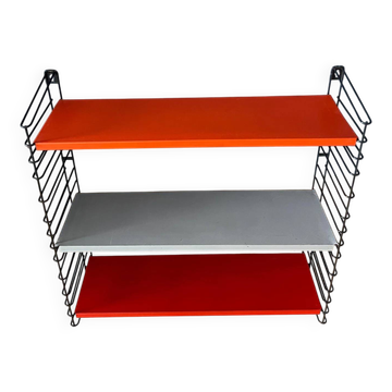 Étagère murale vintage Tomado en métal orange, rouge et gris