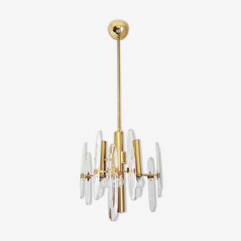 Chandelier in brass and crystal 1960