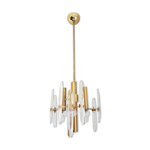 lustre en laiton et cristal