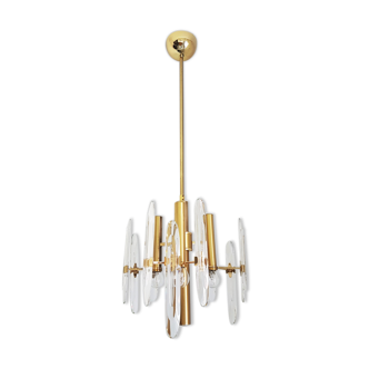 Chandelier in brass and crystal 1960