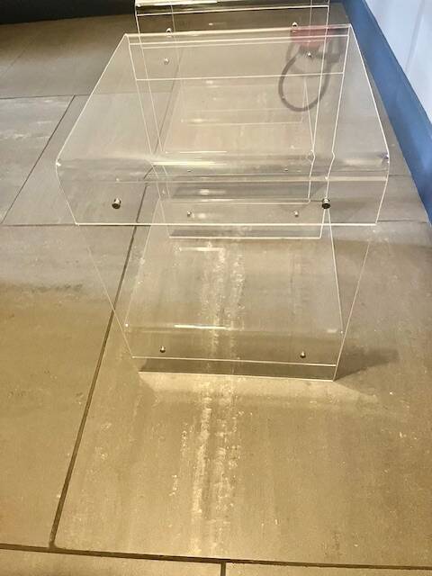 Pair of vintage Roche Bobois 70s plexiglass bedside tables