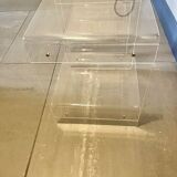 Pair of vintage Roche Bobois 70s plexiglass bedside tables