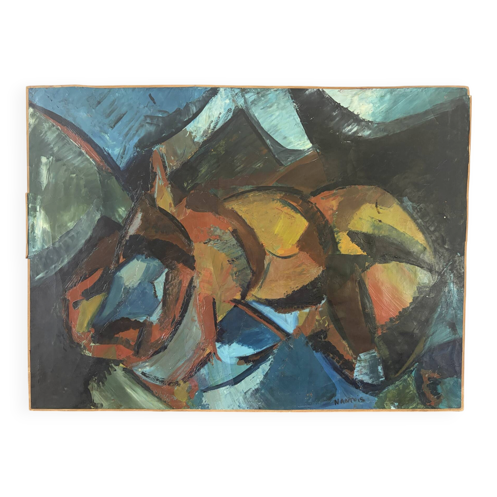 Abstract composition, oil on canvas signed Nantois or