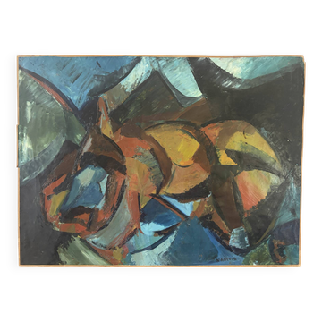 Abstract composition, oil on canvas signed Nantois or