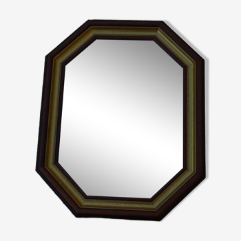 Octagonal mirror in solid cherry wood in 3 colors which can be placed in the desired direction