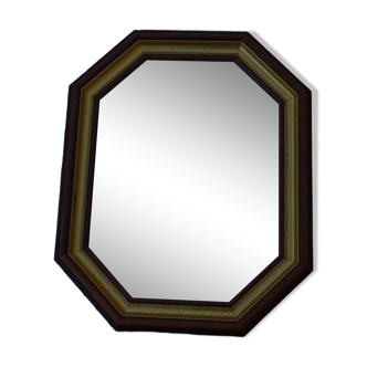 Miroir octogonale en bois massif merisier à 3 couleurs qui peut se poser dans le sens désiré
